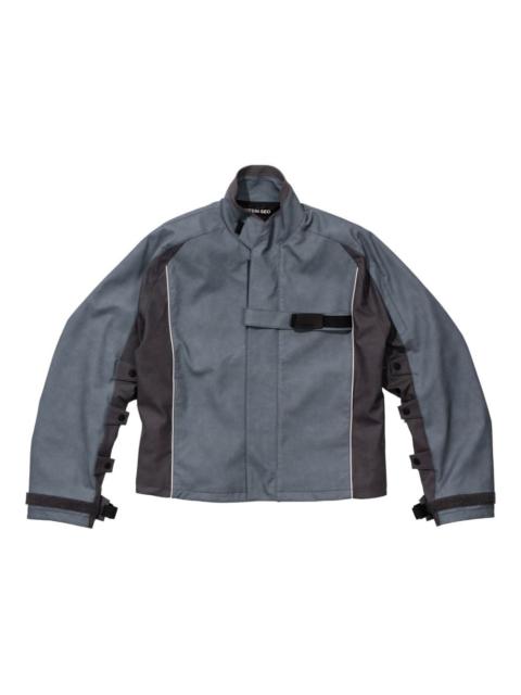 panelled buckle-fastening jacket