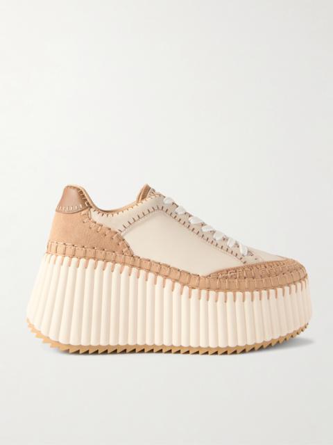 Nama Suede-trimmed Leather Platform Sneakers