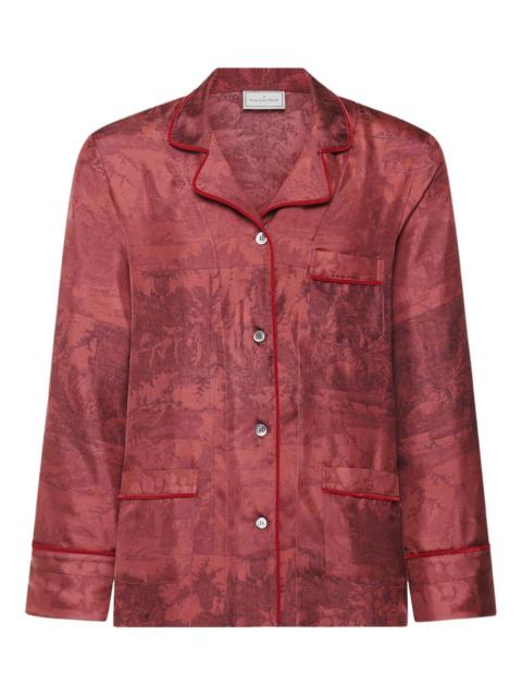 printed piped-trim shirt