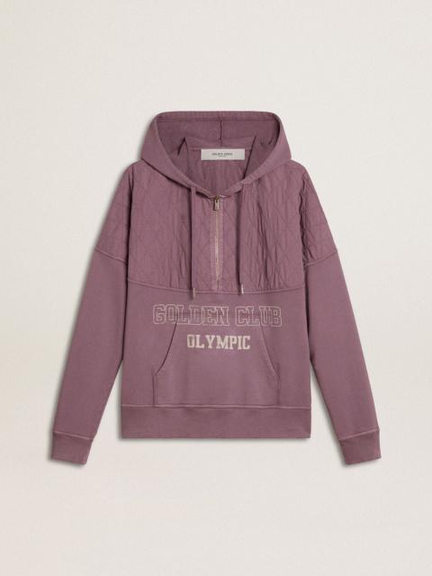 Unisex mauve cotton sweatshirt with print on the front