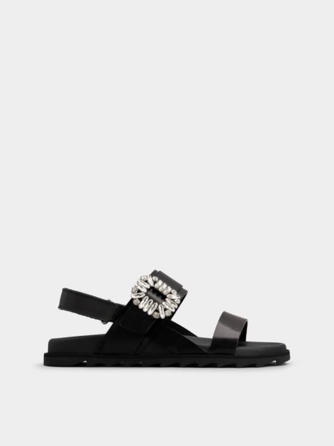 Slidy Viv' Strass Buckle Mules in Leather
