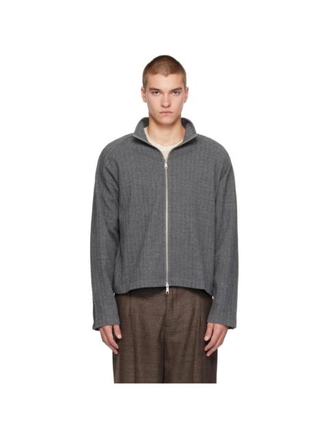 Gray Leisure Zip Up Sweater