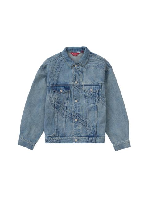 Supreme S Logo Denim Trucker Jacket Washed Blue