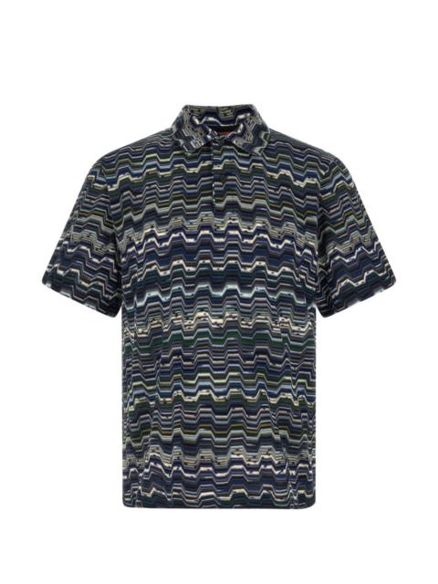 zig-zag-pattern polo shirt