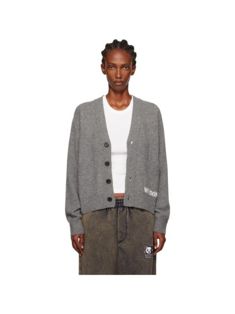 Gray Pocket Logo Knit Cardigan