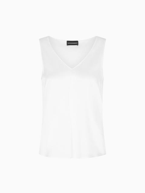 SILK SATIN V-NECK TOP