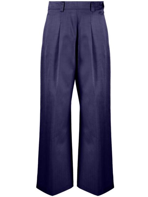 floral-embroidery wide-leg pants