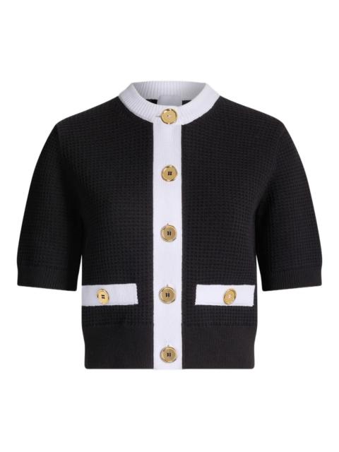 collarless textured top