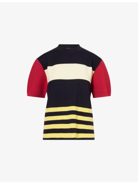 Dumas Contrast-Stripe Wool-Blend Top