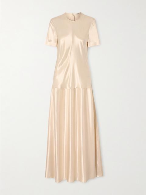 Clodia Pleated Textured-satin Maxi Dress