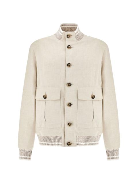 buttoned bomber jacket