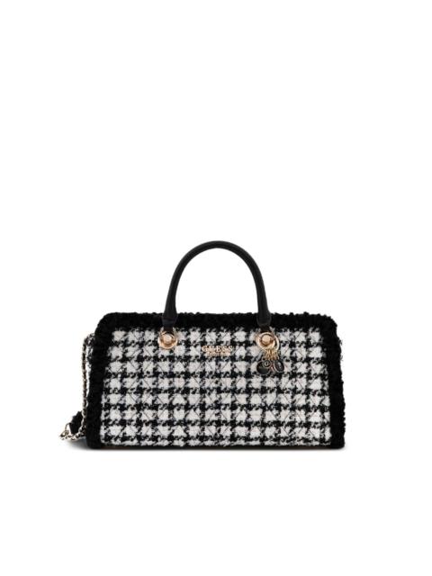 logo-plaque houndstooth tote bag