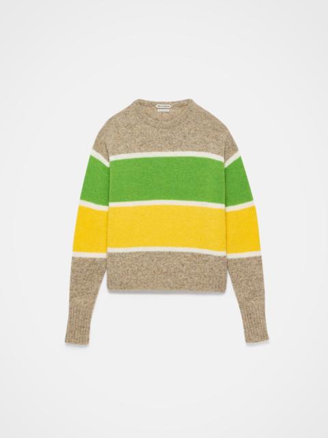 CONTRAST STRIPED CREW NECK JUMPER IN BEIGE MELANGE