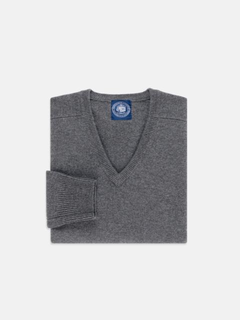 GREY MIX LAMBSWOOL V-NECK SWEATER
