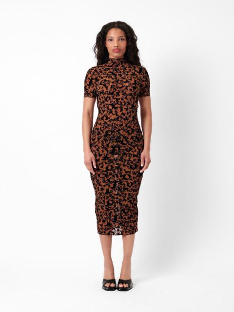 KNOCKOUT DRESS BROWN LEOPARD PRINT