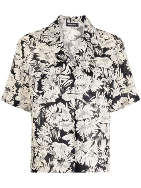 floral-print linen shirt