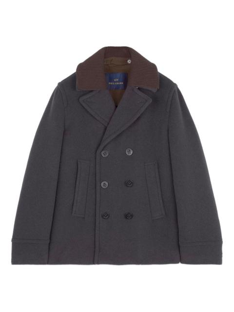 ribbed-collar peacoat