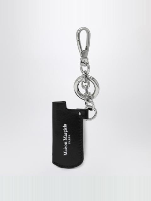 Black leather key holder with logo