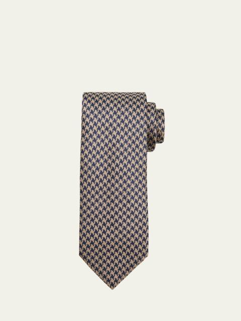 Men's Bicolor Silk Houndstooth Tie