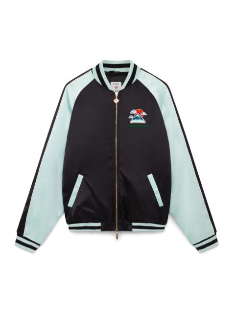 Embroidered Satin Bomber Jacket