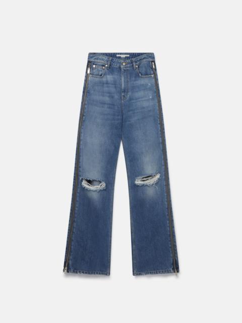 Vintage Wash Zip Straight Leg Jeans