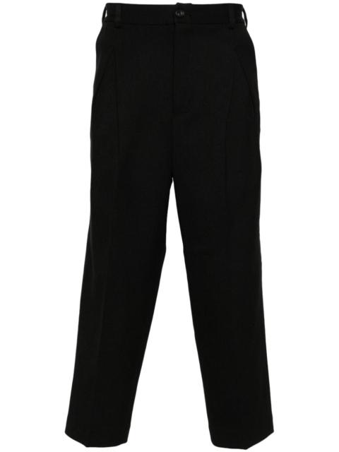 button-fastening cotton tapered trousers