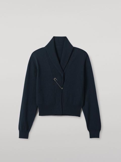 Crathie Bottle Green Shawl Cashmere Cardigan