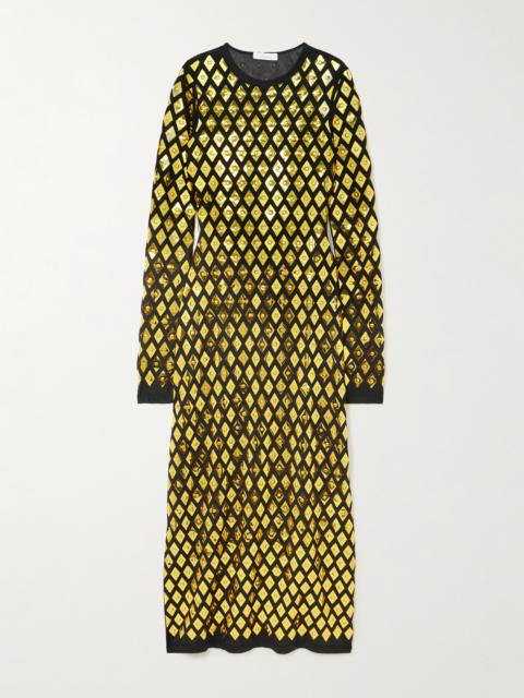 Embellished Stretch-jersey Midi Dress