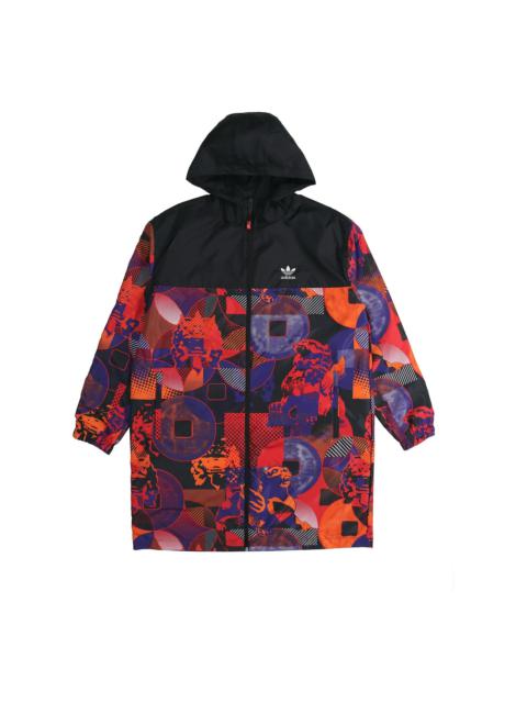 adidas originals Cny Parka Casual hooded Sports reversible mid-length trench coat Jacket Black GN545