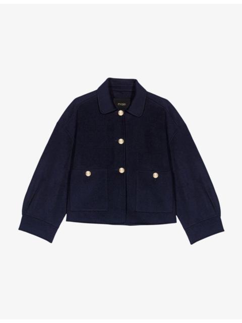 Cropped Button-Down Wool-Blend Jacket