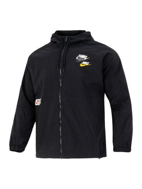 Men's Nike Sportswear Lightweight Back Printing Breathable Athleisure Casual Sports Woven Jacket Aut