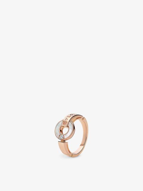 BVLGARI BVLGARI 18ct rose-gold, 0.04ct brilliant-cut diamond and mother-of-pearl ring