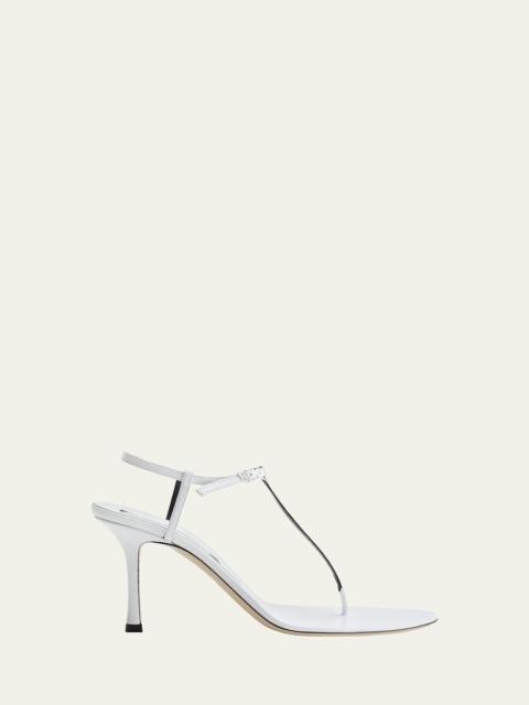Mono Leather T-Strap Stiletto Sandals