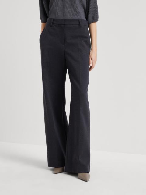 Stretch cotton couture interlock loose flared trousers