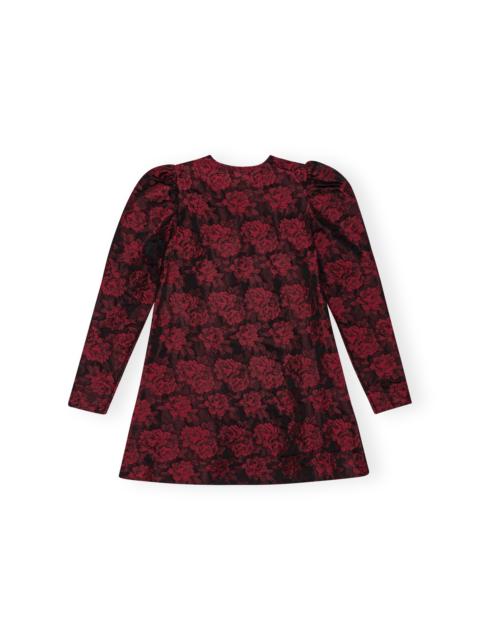 RED BOTANICAL JACQUARD MINI DRESS