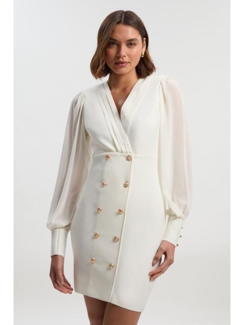 Figure Form Woven Mix Military Button Blazer Knit Mini Dress