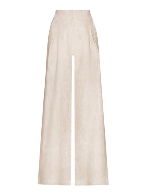 Desperte Pleated Linen Wide-Leg Pants neutral