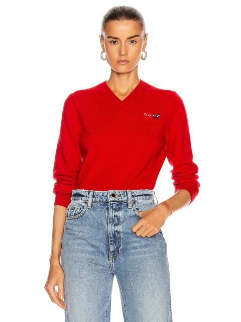 Double Emblem V Neck Sweater