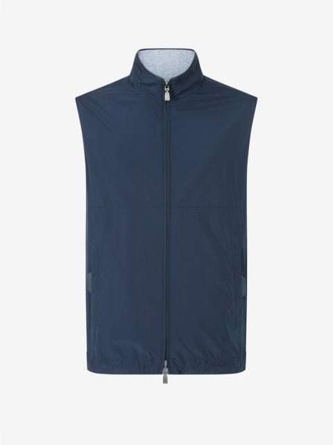 Blue technical poplin gilet