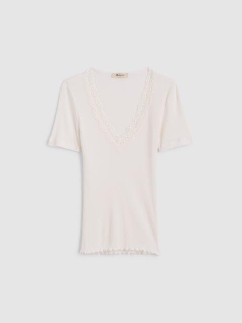 Lace-Trim V-Neck Top