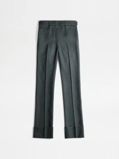 PANTS IN WOOL WITH TURN-UPS - BLACK, GREY