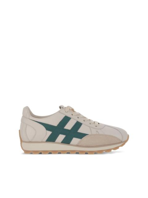 leather lace-up trainers