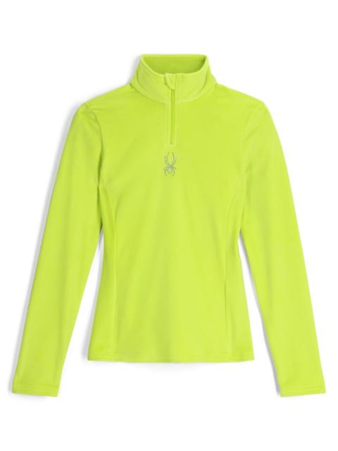 Womens Shimmer Bug Half Zip T-Neck - Lime