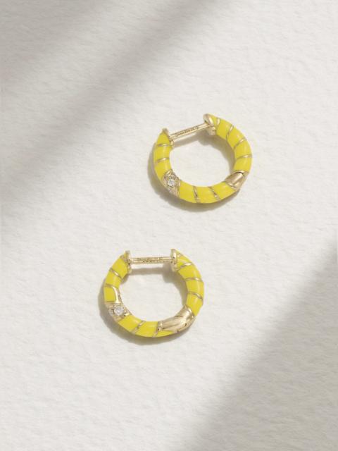 9-karat Gold, Enamel And Diamond Hoop Earrings