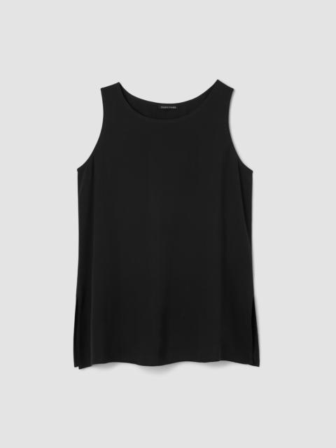 Silk Georgette Crepe Ballet Neck Long Tank