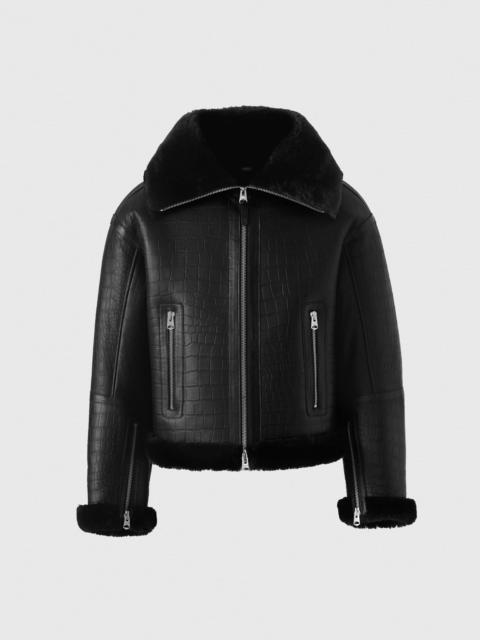 MEMPHIS Croc Embossed Oversized Shearling Jacket