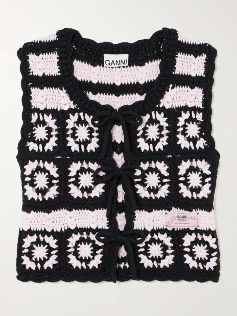Crocheted organic cotton cardigan Black