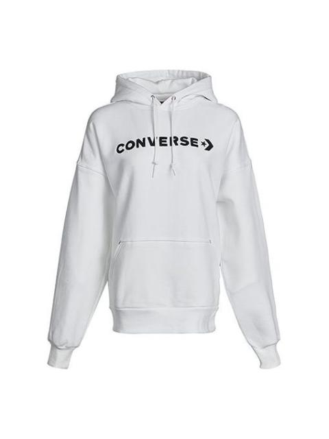 Converse Classic Logo Athleisure Casual Sports Fleece Lined Hoodie White 10021657-A02