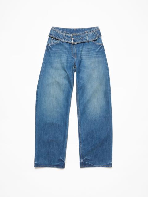 Belted denim trousers - Mid Blue