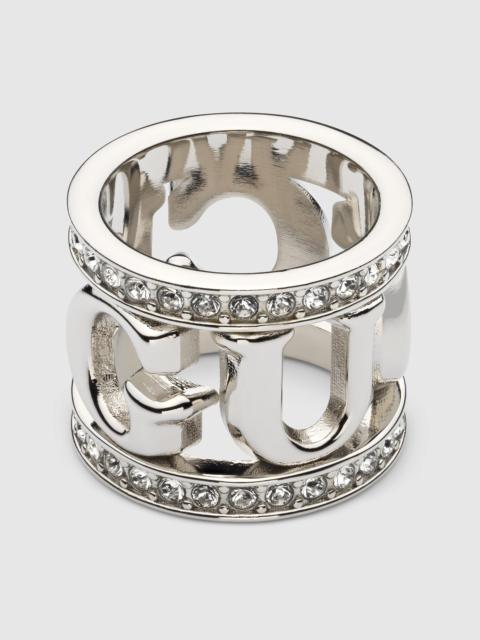 Gucci logo carré ring with crystals